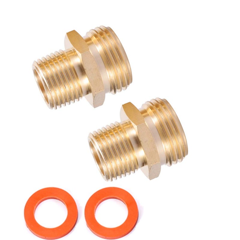 Kbrotech 3/4â€GHT Male x 1/2â€NPT Male Connector,Brass Garden Hose Adapter,Brass Garden Hose to Pipe NPT Fitting Connect,Double Male Thread Size GHT 3/4 x 1/2 NPT 2pcs - Image 1